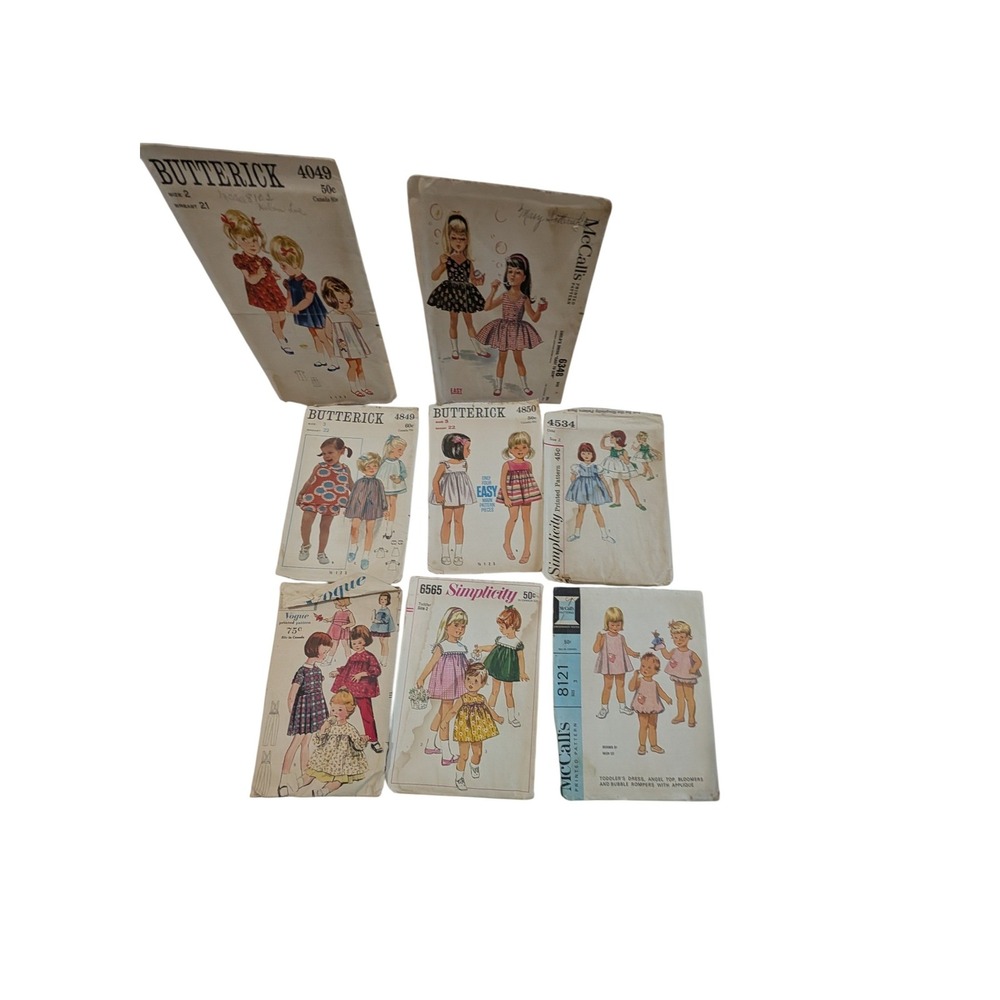 Vintage Toddler Sewing Pattern Lot Butterick McCalls Simplicity Vogue 1960s 8pc